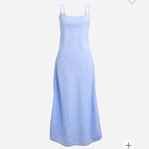 J CREW Gwyneth Slip Dress Midi Thin Strap in Linen French Light Blue size 6 NEW